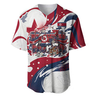 North Korea Flag Day Rise With The Flag Baseball Jersey Dynamic Red Star Paint Splatter With Tiger