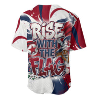 North Korea Flag Day Rise With The Flag Baseball Jersey Dynamic Red Star Paint Splatter With Tiger