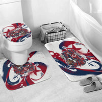 North Korea Flag Day Rise With The Flag Bathroom Set Dynamic Red Star Paint Splatter With Tiger