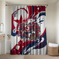 North Korea Flag Day Rise With The Flag Bathroom Set Dynamic Red Star Paint Splatter With Tiger