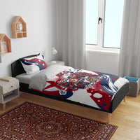 North Korea Flag Day Rise With The Flag Bedding Set Dynamic Red Star Paint Splatter With Tiger