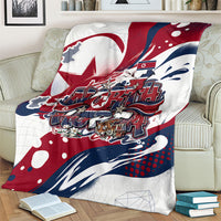 North Korea Flag Day Rise With The Flag Blanket Dynamic Red Star Paint Splatter With Tiger