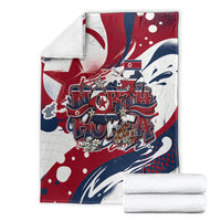 North Korea Flag Day Rise With The Flag Blanket Dynamic Red Star Paint Splatter With Tiger