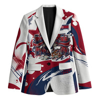 North Korea Flag Day Rise With The Flag Blazer Dynamic Red Star Paint Splatter With Tiger