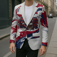 North Korea Flag Day Rise With The Flag Blazer Dynamic Red Star Paint Splatter With Tiger