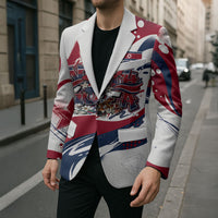 North Korea Flag Day Rise With The Flag Blazer Dynamic Red Star Paint Splatter With Tiger