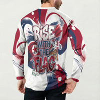 North Korea Flag Day Rise With The Flag Button Sweatshirt Dynamic Red Star Paint Splatter With Tiger