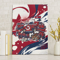 North Korea Flag Day Rise With The Flag Canvas Wall Art Dynamic Red Star Paint Splatter With Tiger
