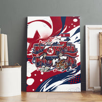 North Korea Flag Day Rise With The Flag Canvas Wall Art Dynamic Red Star Paint Splatter With Tiger