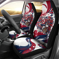 North Korea Flag Day Rise With The Flag Car Seat Cover Dynamic Red Star Paint Splatter With Tiger