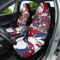 North Korea Flag Day Rise With The Flag Car Seat Cover Dynamic Red Star Paint Splatter With Tiger