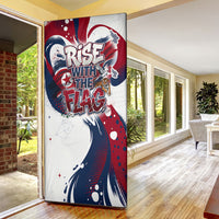 North Korea Flag Day Rise With The Flag Door Cover Dynamic Red Star Paint Splatter With Tiger