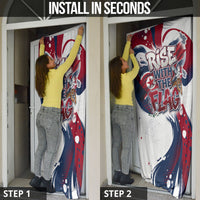North Korea Flag Day Rise With The Flag Door Cover Dynamic Red Star Paint Splatter With Tiger