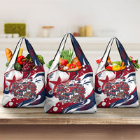 North Korea Flag Day Rise With The Flag Grocery Bag Dynamic Red Star Paint Splatter With Tiger