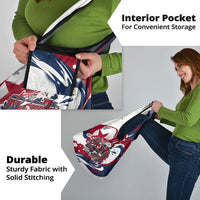 North Korea Flag Day Rise With The Flag Grocery Bag Dynamic Red Star Paint Splatter With Tiger