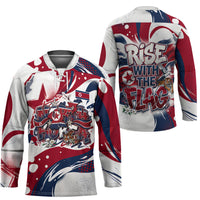 North Korea Flag Day Rise With The Flag Hockey Jersey Dynamic Red Star Paint Splatter With Tiger