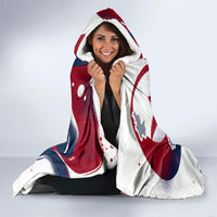 North Korea Flag Day Rise With The Flag Hooded Blanket Dynamic Red Star Paint Splatter With Tiger