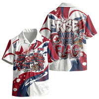 North Korea Flag Day Rise With The Flag Kid Hawaiian Shirt Dynamic Red Star Paint Splatter With Tiger