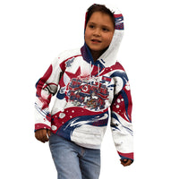 North Korea Flag Day Rise With The Flag Kid Hoodie Dynamic Red Star Paint Splatter With Tiger