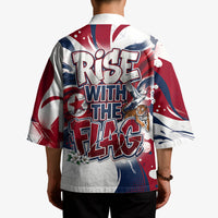 North Korea Flag Day Rise With The Flag Kimono Dynamic Red Star Paint Splatter With Tiger