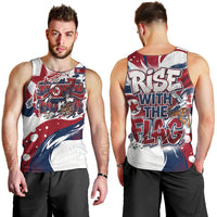 North Korea Flag Day Rise With The Flag Men Tank Top Dynamic Red Star Paint Splatter With Tiger