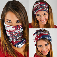 North Korea Flag Day Rise With The Flag Neck Gaiter Dynamic Red Star Paint Splatter With Tiger