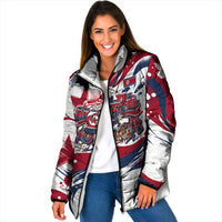 North Korea Flag Day Rise With The Flag Padded Jacket Dynamic Red Star Paint Splatter With Tiger