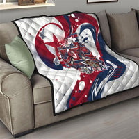 North Korea Flag Day Rise With The Flag Quilt Dynamic Red Star Paint Splatter With Tiger