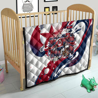 North Korea Flag Day Rise With The Flag Quilt Dynamic Red Star Paint Splatter With Tiger