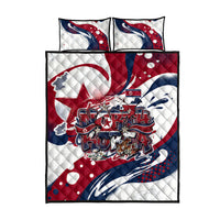 North Korea Flag Day Rise With The Flag Quilt Bed Set Dynamic Red Star Paint Splatter With Tiger
