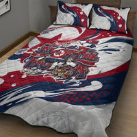 North Korea Flag Day Rise With The Flag Quilt Bed Set Dynamic Red Star Paint Splatter With Tiger