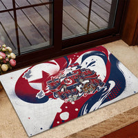 North Korea Flag Day Rise With The Flag Rubber Doormat Dynamic Red Star Paint Splatter With Tiger