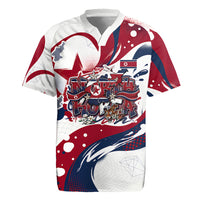 North Korea Flag Day Rise With The Flag Rugby Jersey Dynamic Red Star Paint Splatter With Tiger