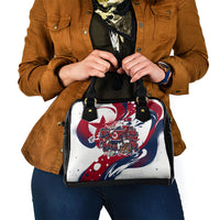 North Korea Flag Day Rise With The Flag Shoulder Handbag Dynamic Red Star Paint Splatter With Tiger