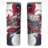 North Korea Flag Day Rise With The Flag Skinny Tumbler Dynamic Red Star Paint Splatter With Tiger