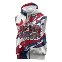 North Korea Flag Day Rise With The Flag Sleeveless Zip Hoodie Dynamic Red Star Paint Splatter With Tiger