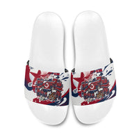 North Korea Flag Day Rise With The Flag Slide Sandals Dynamic Red Star Paint Splatter With Tiger