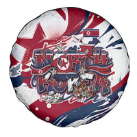 North Korea Flag Day Rise With The Flag Spare Tire Cover Dynamic Red Star Paint Splatter With Tiger