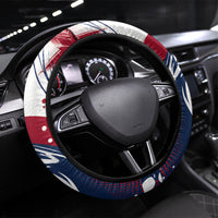 North Korea Flag Day Rise With The Flag Steering Wheel Cover Dynamic Red Star Paint Splatter With Tiger