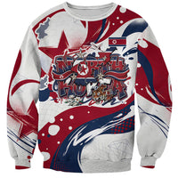 North Korea Flag Day Rise With The Flag Sweatshirt Dynamic Red Star Paint Splatter With Tiger