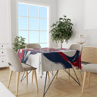 North Korea Flag Day Rise With The Flag Tablecloth Dynamic Red Star Paint Splatter With Tiger