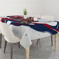 North Korea Flag Day Rise With The Flag Tablecloth Dynamic Red Star Paint Splatter With Tiger