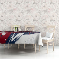 North Korea Flag Day Rise With The Flag Tablecloth Dynamic Red Star Paint Splatter With Tiger