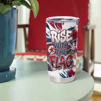 North Korea Flag Day Rise With The Flag Tumbler Cup Dynamic Red Star Paint Splatter With Tiger