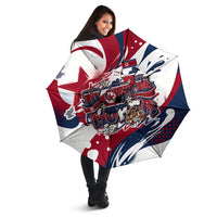 North Korea Flag Day Rise With The Flag Umbrella Dynamic Red Star Paint Splatter With Tiger