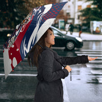North Korea Flag Day Rise With The Flag Umbrella Dynamic Red Star Paint Splatter With Tiger