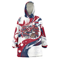 North Korea Flag Day Rise With The Flag Wearable Blanket Hoodie Dynamic Red Star Paint Splatter With Tiger