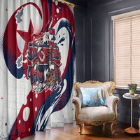 North Korea Flag Day Rise With The Flag Window Curtain Dynamic Red Star Paint Splatter With Tiger