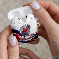 North Korea Flag Day Spirit Of North Korea AirPods Case Flying Crane Graphic With Tiger Portrait And Magnolia Flowers