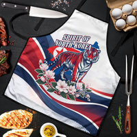 North Korea Flag Day Spirit Of North Korea Apron Flying Crane Graphic With Tiger Portrait And Magnolia Flowers